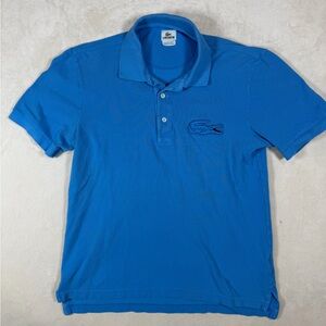 Lacoste FR4 Large Alligator Logo Size Small Medium Blue Polo Cotton Shirt